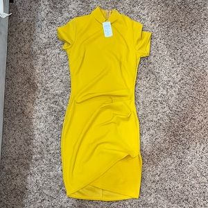 Mustard Body-Con Zip Dress